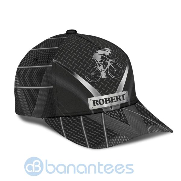 Custom Name Bike Black And Metalic All Over Printed 3D Cap Product Photo