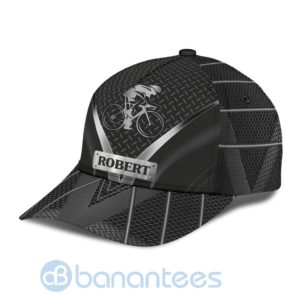 Custom Name Bike Black And Metalic All Over Printed 3D Cap Product Photo