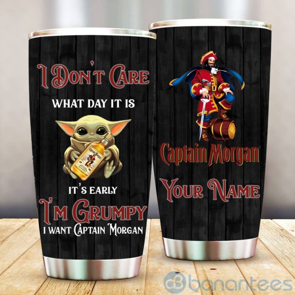 Custom Name Captian Morgan I'm Grumpy Baby Yoda Tumbler Product Photo