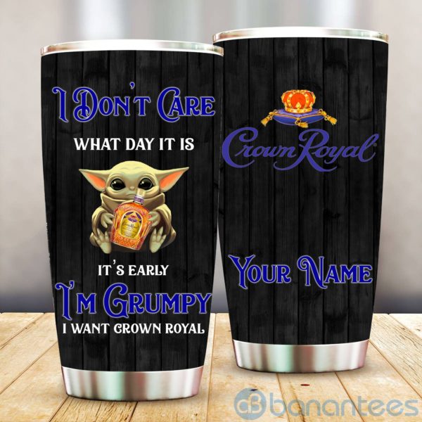 Custom Name Crown Royal I'm Grumpy Baby Yoda Tumbler Product Photo