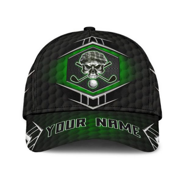 Custom Name Golf Skull All Over Printed 3D Cap Product Photo