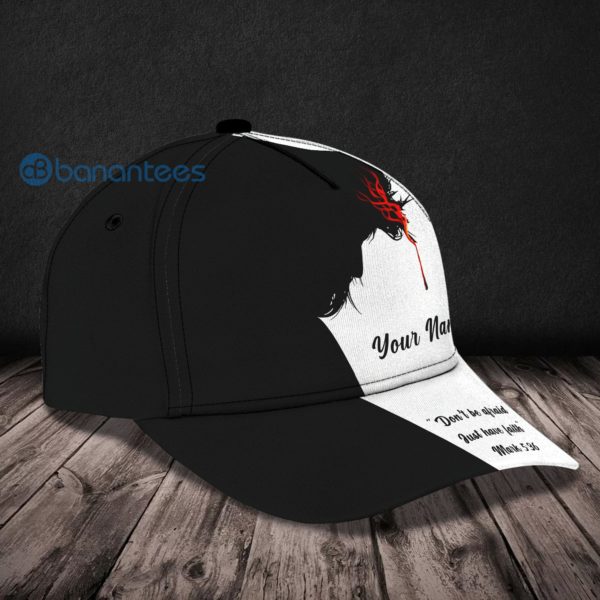 Custom Name Jesus Black And White All Over Printed 3D Cap Product Photo