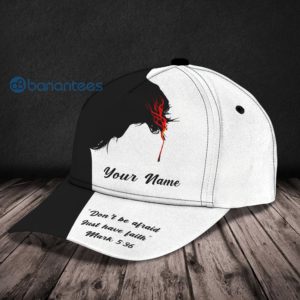Custom Name Jesus Black And White All Over Printed 3D Cap Product Photo