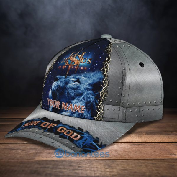 Custom Name Jesus Blue Lion All Over Printed 3D Cap Product Photo