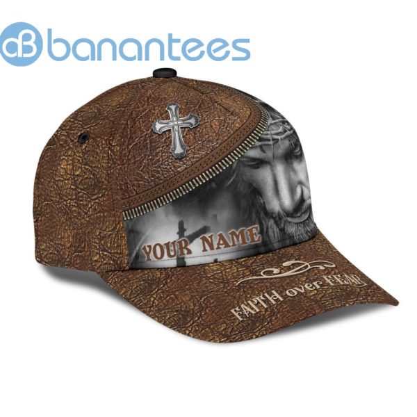 Custom Name Jesus Faith Over Fear All Over Printed 3D Cap Product Photo