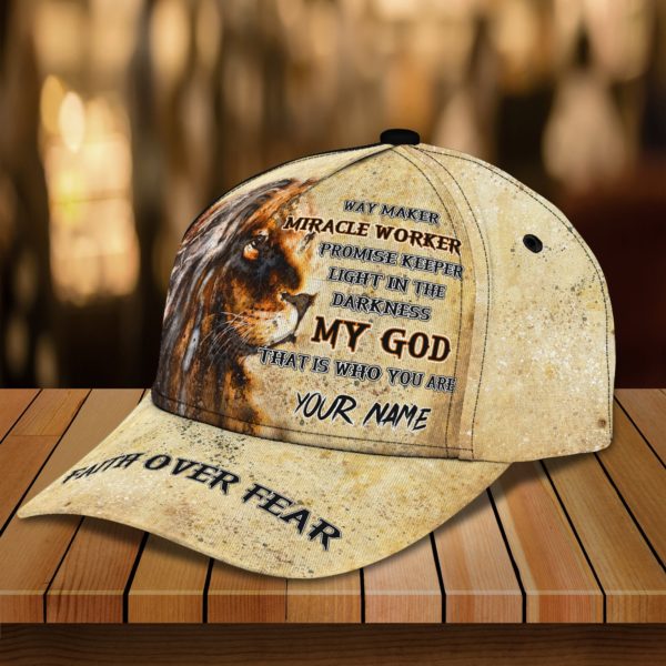 Custom Name Jesus Lion All Over Printed 3D Cap Product Photo