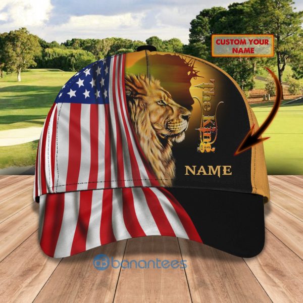 Custom Name Jesus Lion Flag All Over Printed 3D Cap Product Photo