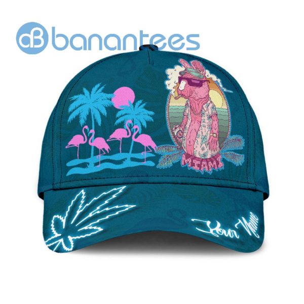 Custom Name Miami Flamingo Go To The Beach 3D Cap Product Photo