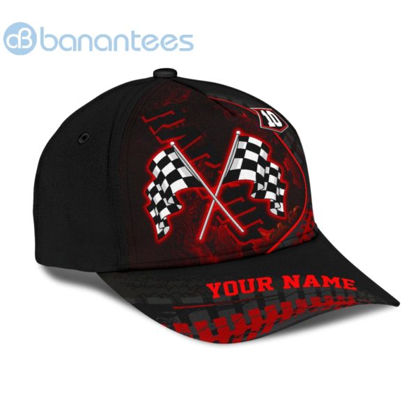 Custom Name Number Racing Flag Red All Over Printed 3D Cap Product Photo