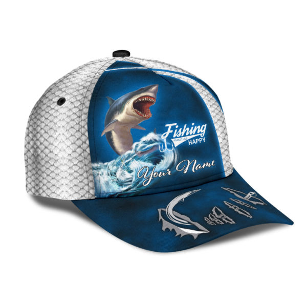 Custom Name Shark Fishing Hat Hookesign Print Cap Product Photo