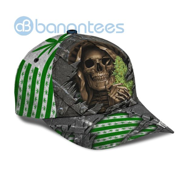 Custom Name Skull Weed All Over Printed 3D Cap Product Photo