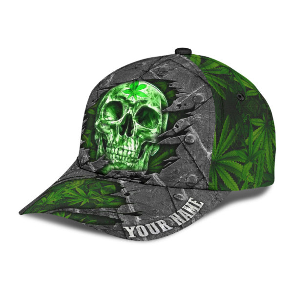 Custom Name Skull Weed All Over Printed 3D Cap Product Photo