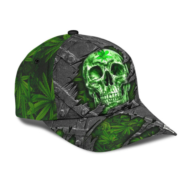 Custom Name Skull Weed All Over Printed 3D Cap Product Photo