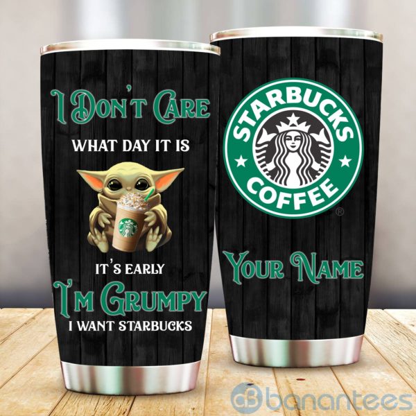 Custom Name Starbucks I'm Grumpy Baby Yoda Tumbler Product Photo