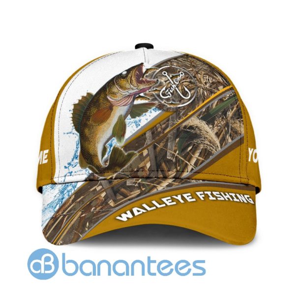 Custom Name Walleye Fishing Hat Hook Full Printed 3D Cap Product Photo