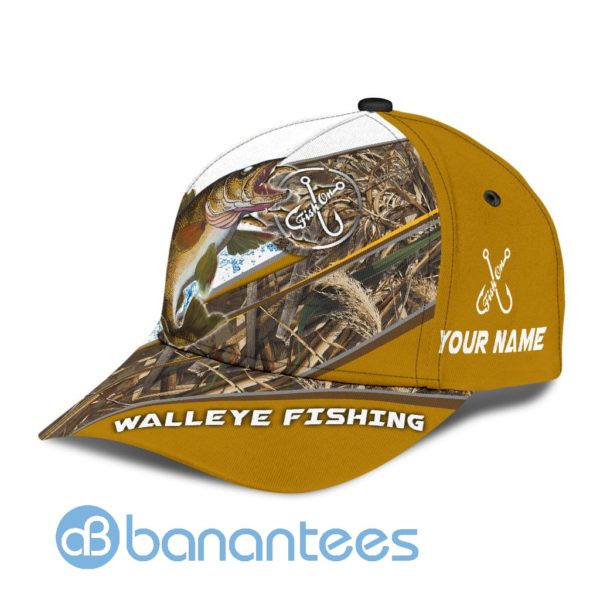 Custom Name Walleye Fishing Hat Hook Full Printed 3D Cap Product Photo