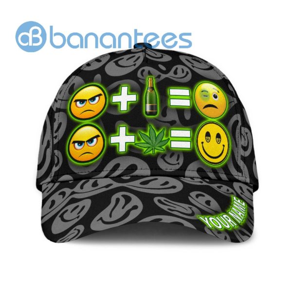 Custom Name Weed Leaf And Beer Emotion Full Printed 3D Cap Product Photo