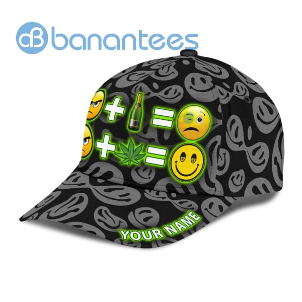 Custom Name Weed Leaf And Beer Emotion Full Printed 3D Cap Product Photo