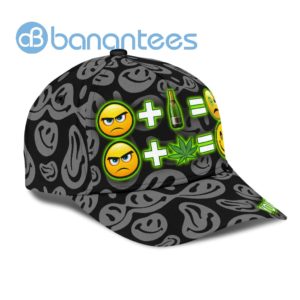 Custom Name Weed Leaf And Beer Emotion Full Printed 3D Cap Product Photo