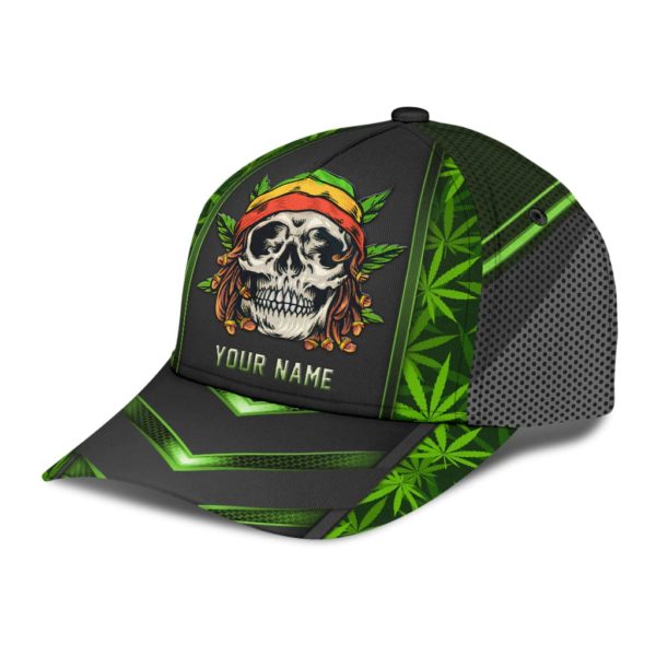 Custom Name Weed Skull All Over Printed 3D Cap Product Photo