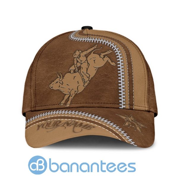 Custom Name Zipper Patern Bull Riding All Over Printed 3D Cap Product Photo