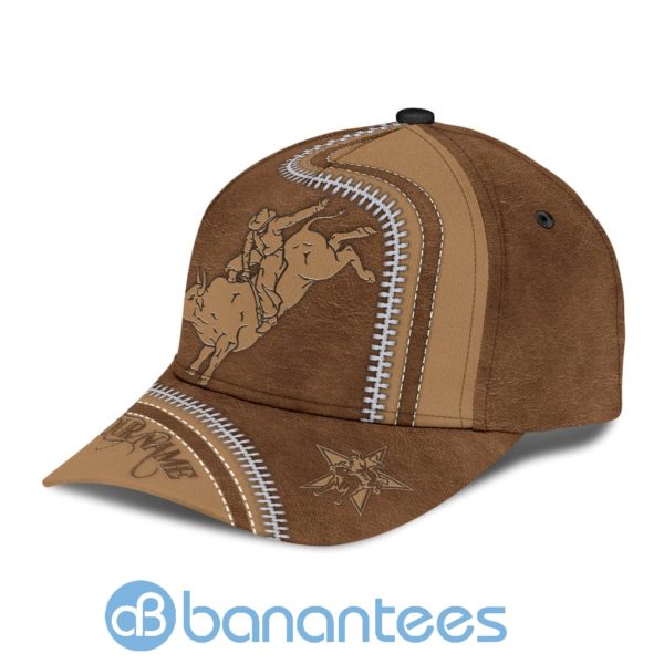 Custom Name Zipper Patern Bull Riding All Over Printed 3D Cap Product Photo