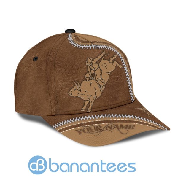 Custom Name Zipper Patern Bull Riding All Over Printed 3D Cap Product Photo