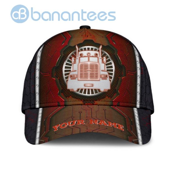 Custom Trucker Red All Over Printed 3D Cap Product Photo