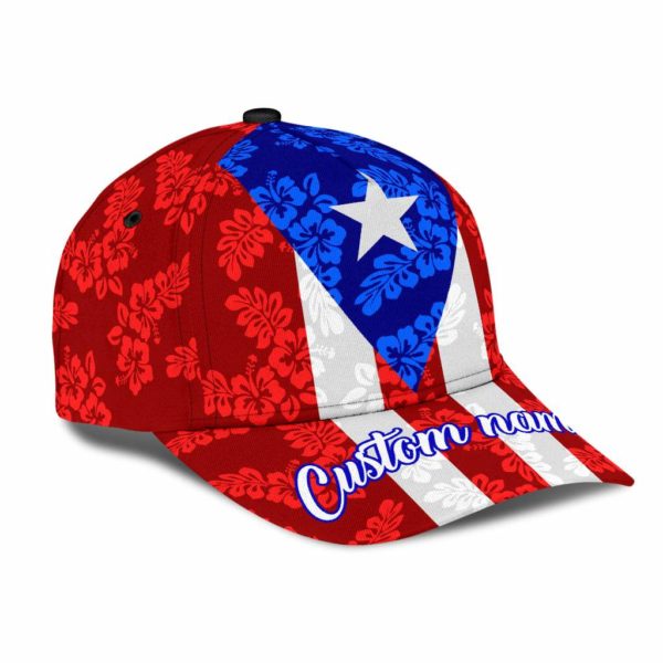 Customize Name Puerto Rico Habicus Flower Pattern All Over Printed 3D Cap Product Photo