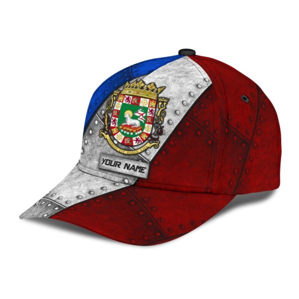 Customize Name Puerto Rico Red And Blue All Over Printed 3D Cap Product Photo
