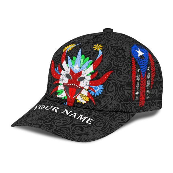 Customize Name Puerto Rico Symbol Black All Over Printed 3D Cap Product Photo