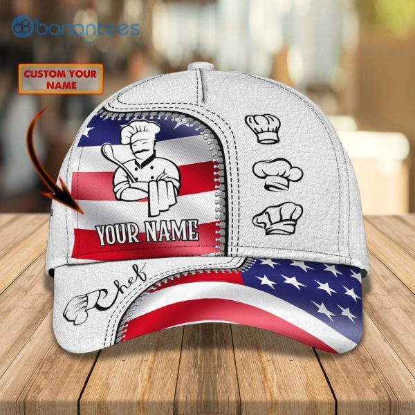 Customized Name Master Chef American Flag All Over Printed 3D Cap Product Photo