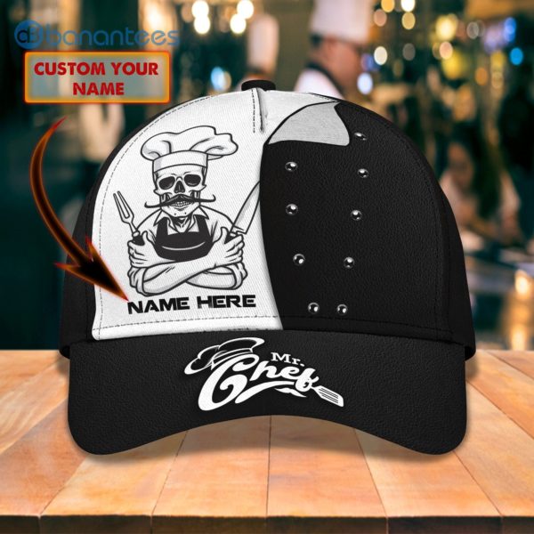Customized Name Master Chef Black And White All Over Printed 3D Cap Product Photo