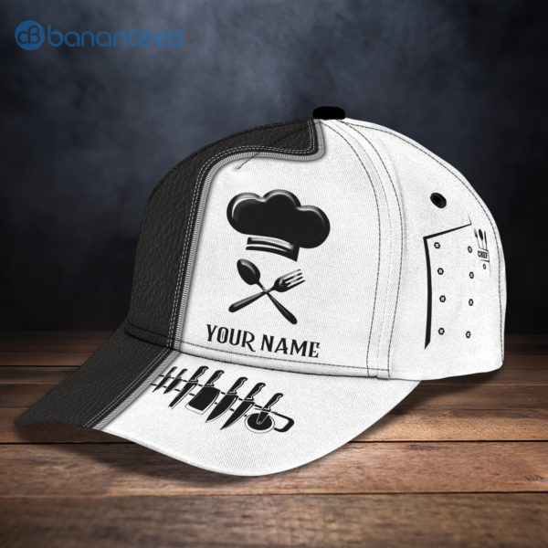 Customized Name Master Chef Black Leather All Over Printed 3D Cap Product Photo
