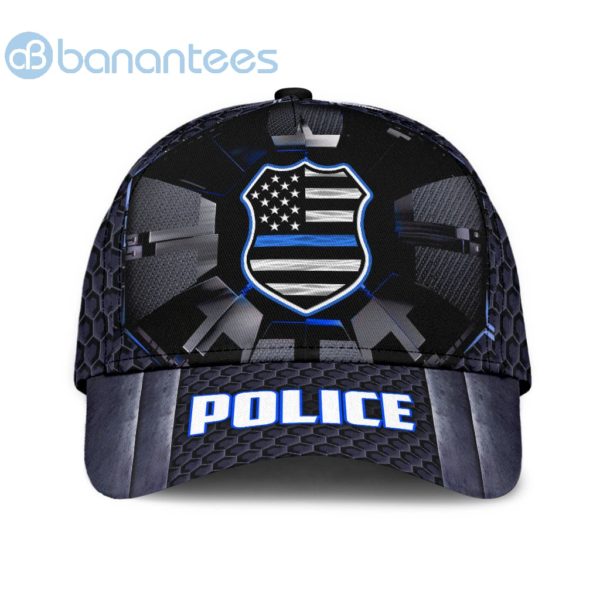 Customized Name Police Blue Thin Line Badge All Over Printed 3D Cap Product Photo