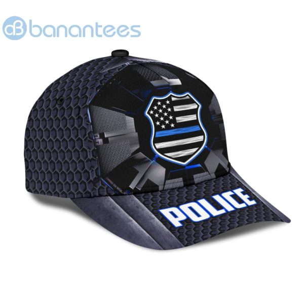 Customized Name Police Blue Thin Line Badge All Over Printed 3D Cap Product Photo