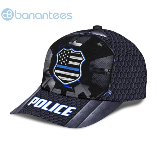 Customized Name Police Blue Thin Line Badge All Over Printed 3D Cap Product Photo