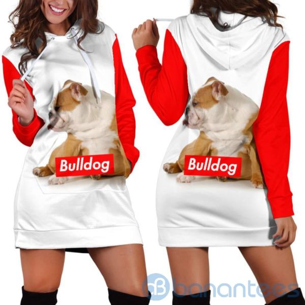 Cute Bulldog Dog Lover Hoodie Dress For Women Product Photo