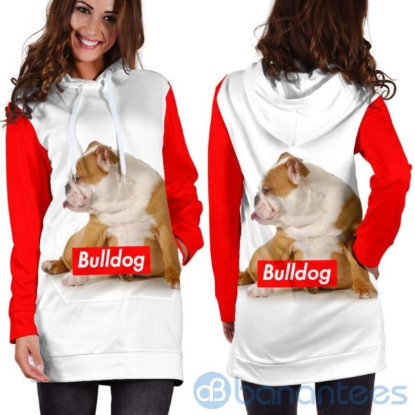 Cute Bulldog Dog Lover Hoodie Dress For Women Product Photo