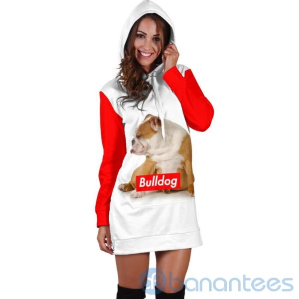 Cute Bulldog Dog Lover Hoodie Dress For Women Product Photo