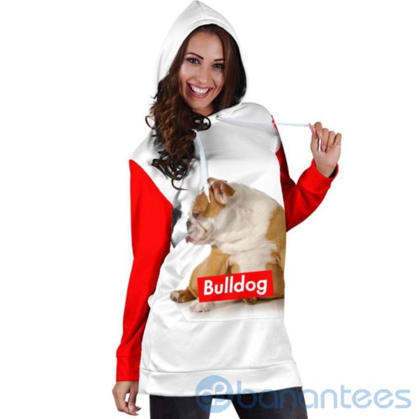 Cute Bulldog Dog Lover Hoodie Dress For Women Product Photo