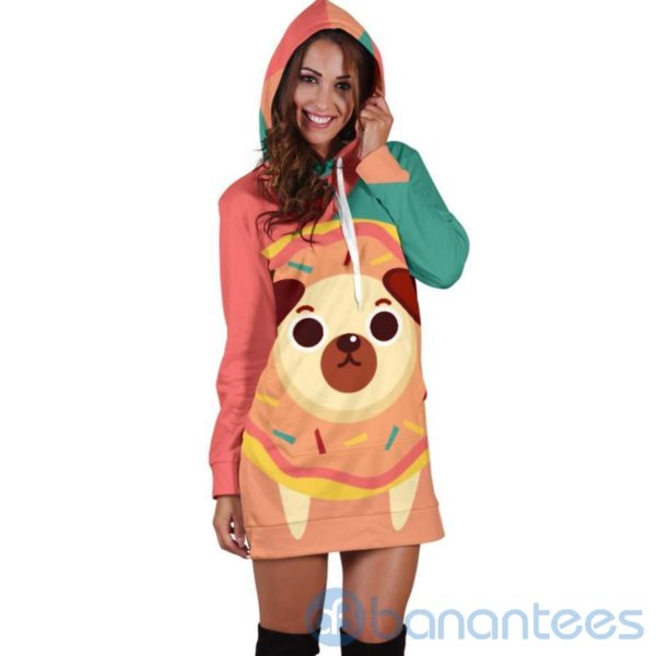 Cute Donut Pug Hoodie Dress For Women Product Photo