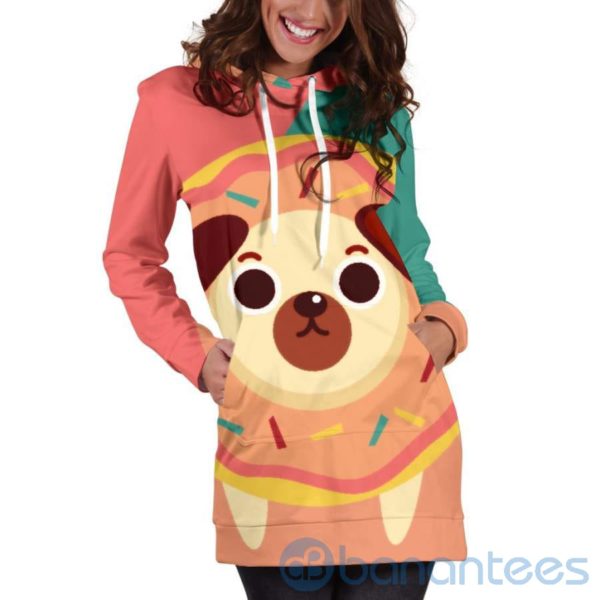 Cute Donut Pug Hoodie Dress For Women Product Photo