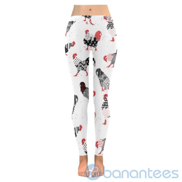 Cute Rooster White Leggings For Women Product Photo