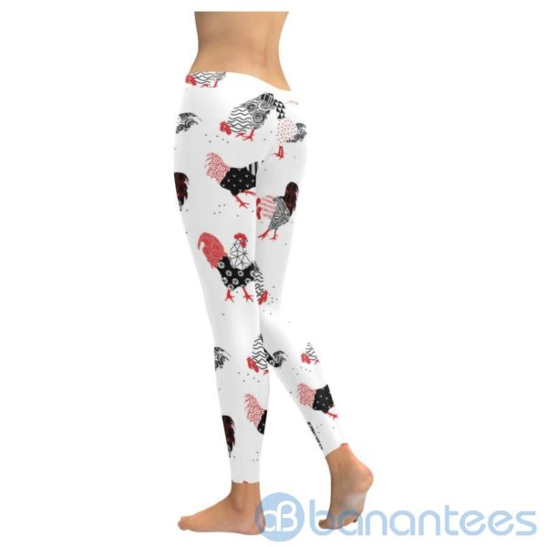 Cute Rooster White Leggings For Women Product Photo