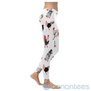 Cute Rooster White Leggings For Women Product Photo
