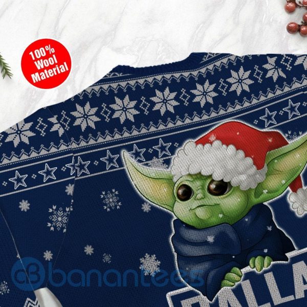 Dallas Cowboys Cute Baby Yoda Grogu Ugly Christmas 3D Sweater Product Photo