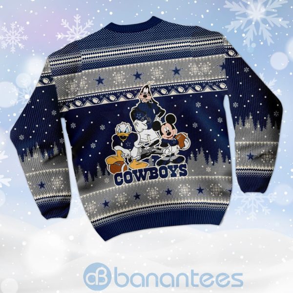 Dallas Cowboys Disney Donald Duck Mickey Mouse Goofy Custom Name Christmas 3D Sweater Product Photo
