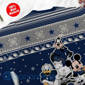 Dallas Cowboys Disney Donald Duck Mickey Mouse Goofy Custom Name Christmas 3D Sweater Product Photo