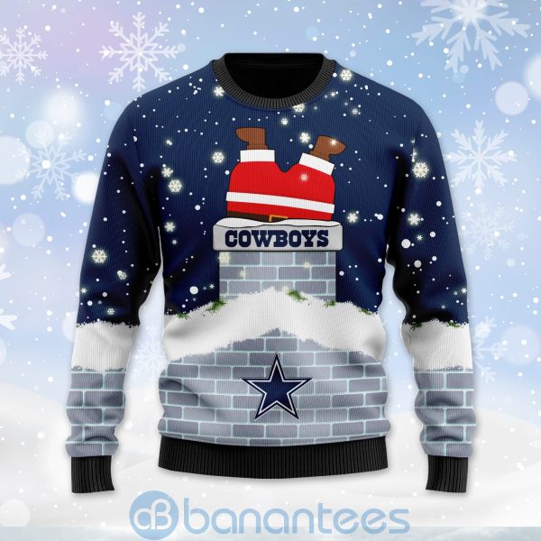Dallas Cowboys Football Team Logo Symbol Santa Claus Custom Name Christmas 3D Sweater Product Photo
